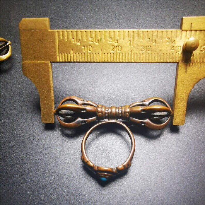 Vajra Ring,Buddhist Protection Jewelry 0.75" - Tibetan Buddhist vajra, view 8