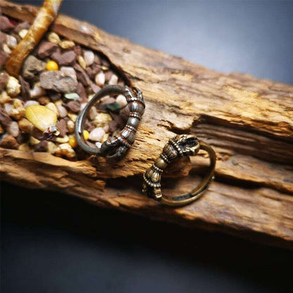 Vajra Ring,Buddhist Protection Jewelry 2.16" - Tibetan Buddhist vajra, front view
