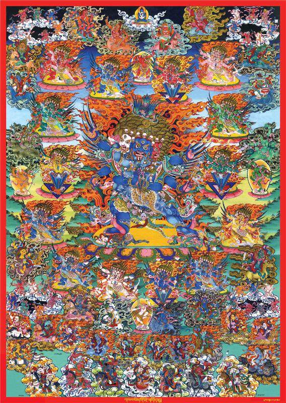 Vajrakilaya - Dorje Phurba - Tibetan thangka painting, front view