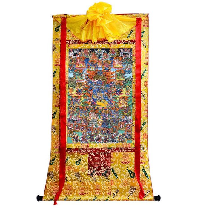 Vajrakilaya - Dorje Phurba - Tibetan thangka painting, close-up detail