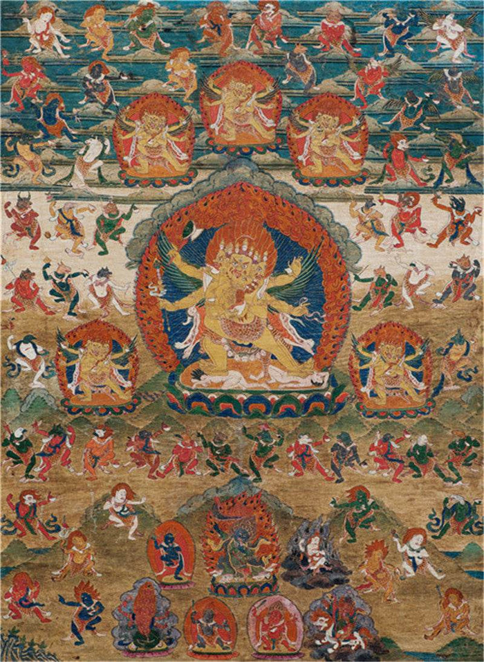 Vajrakilaya Image - Tibetan thangka painting, front view