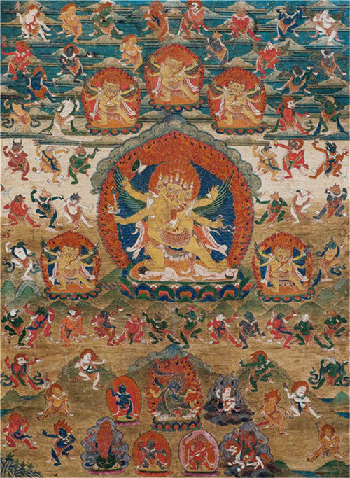 Vajrakilaya Image - Tibetan thangka painting, front view