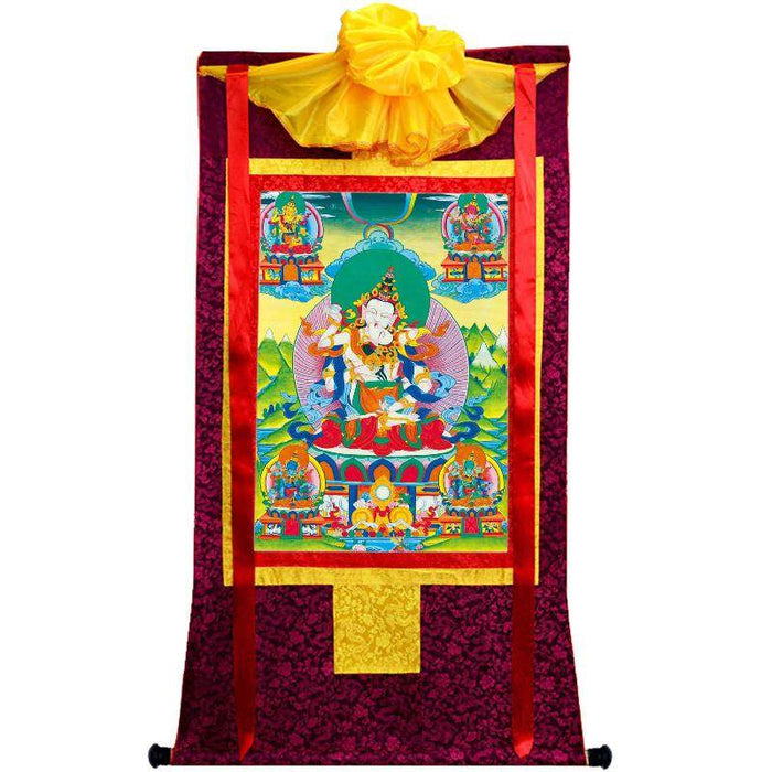 Vajrasattva in Yab Yum - Tibetan thangka painting, view 5