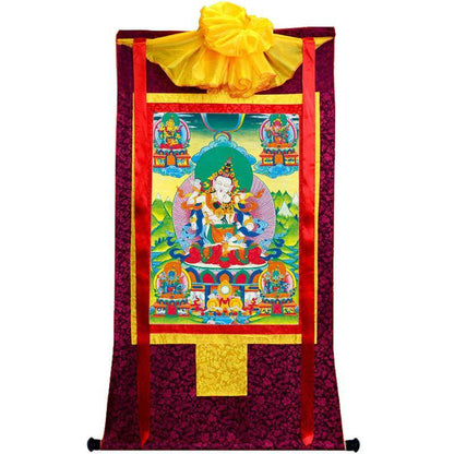Vajrasattva in Yab Yum - Tibetan thangka painting, view 5
