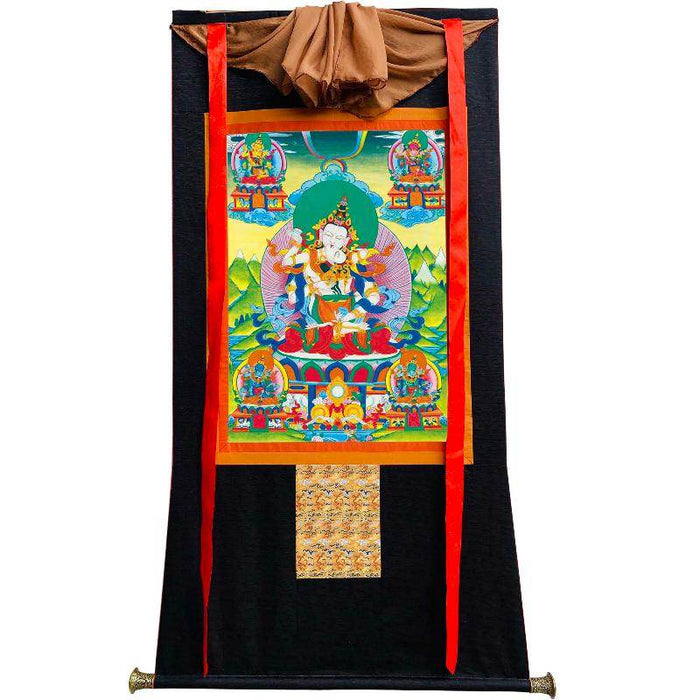 Vajrasattva in Yab Yum - Tibetan thangka painting, view 8