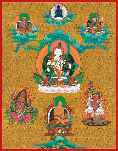 Vajrasatva Image - Tibetan thangka painting, front view