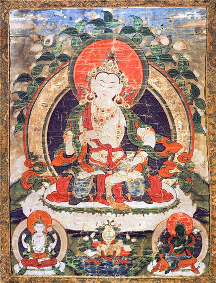 Vajrasatva Image - Tibetan thangka painting, front view