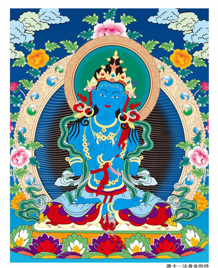 Vajrasatva Image - Tibetan thangka painting, front view