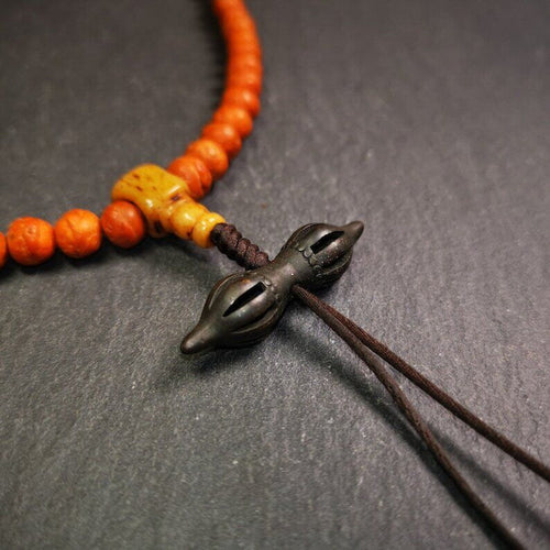 Vintage Vajra Dorje Amulet,1.5" - Tibetan Buddhist amulet, front view