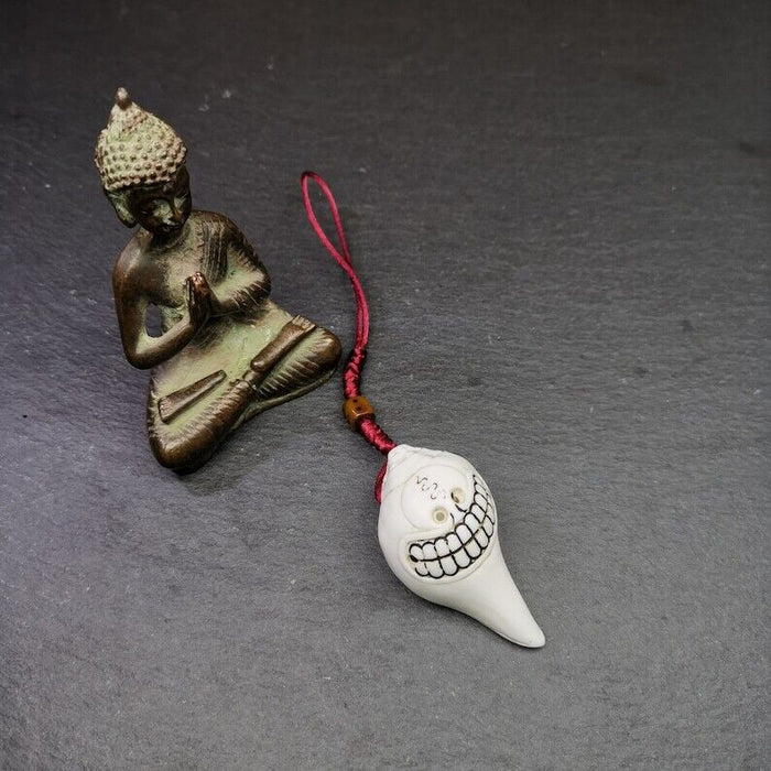 White Conch Shankha 2.2" - Tibetan Buddhist art, detailed view