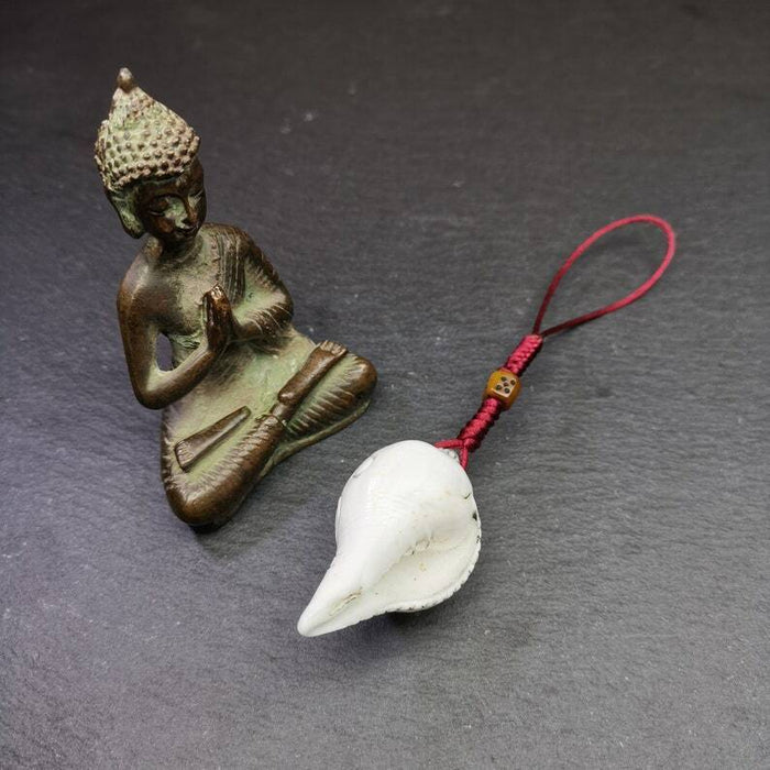 White Conch Shankha 2.28" - Tibetan Buddhist art, close-up detail