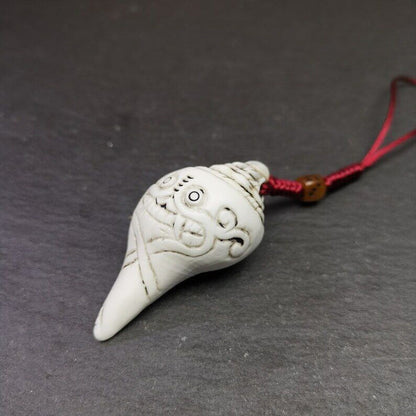 White Conch Shankha 2.28" - Tibetan Buddhist art, view 6