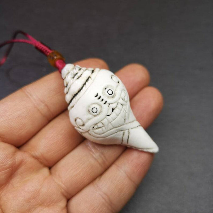 White Conch Shankha 2.28" - Tibetan Buddhist art, view 7