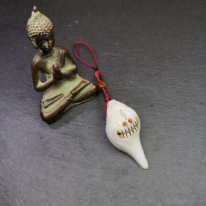 White Conch Shankha 2.36" - Tibetan Buddhist art, front view