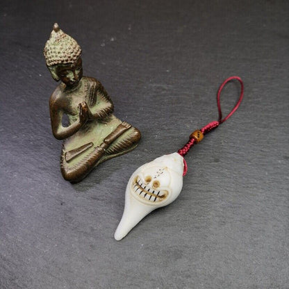 White Conch Shankha 2.36" - Tibetan Buddhist art, detailed view