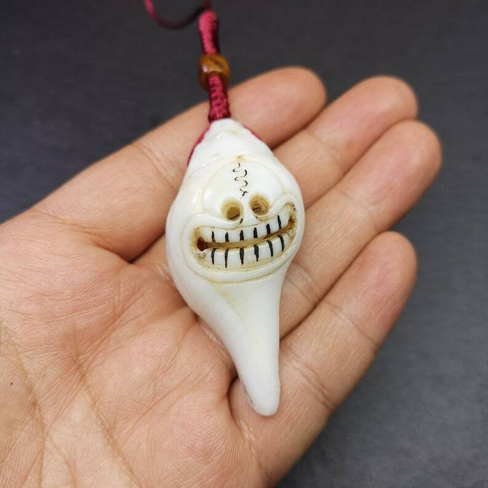 White Conch Shankha 2.36" - Tibetan Buddhist art, view 6