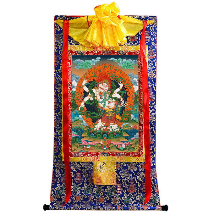 White Mahakala - 17th Century Old Version - Tibetan thangka painting, view 4