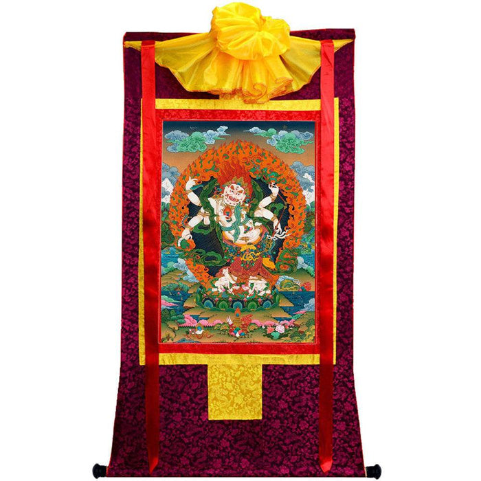 White Mahakala - 17th Century Old Version - Tibetan thangka painting, view 5
