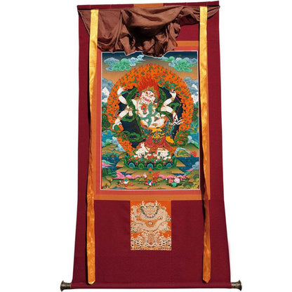White Mahakala - 17th Century Old Version - Tibetan thangka painting, view 7
