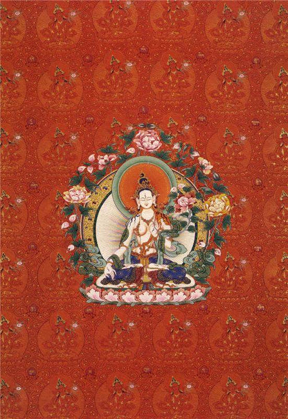White Tara - Tibetan thangka painting, front view