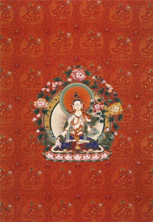 White Tara - Tibetan thangka painting, front view
