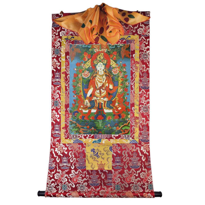 White Tara - Tibetan thangka painting, detailed view