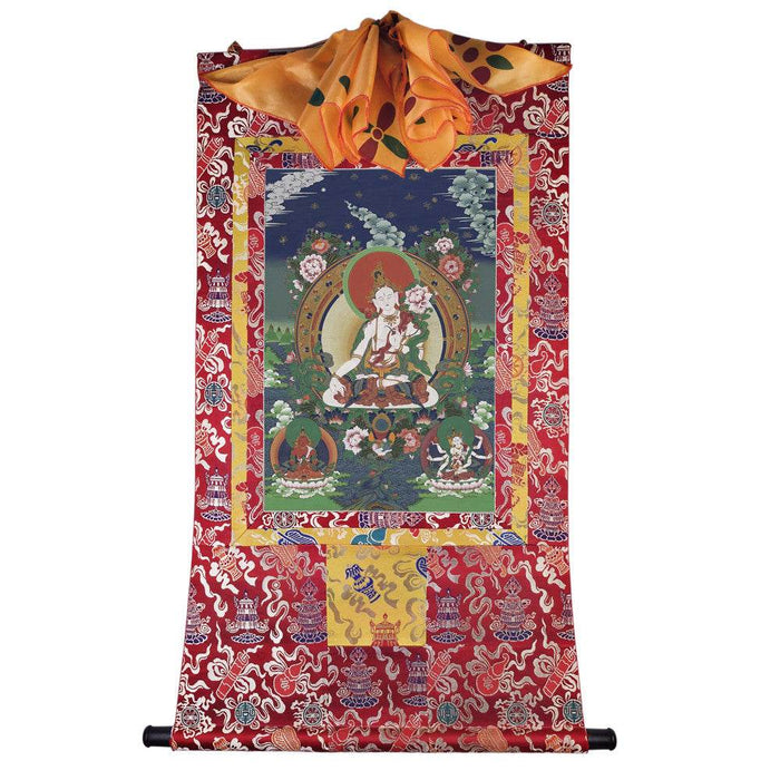 White Tara - Tibetan thangka painting, detailed view