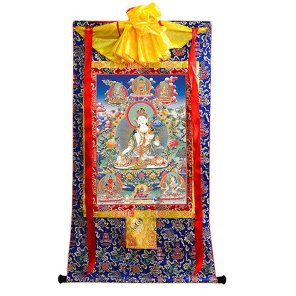 White Tara - Tibetan thangka painting, view 4