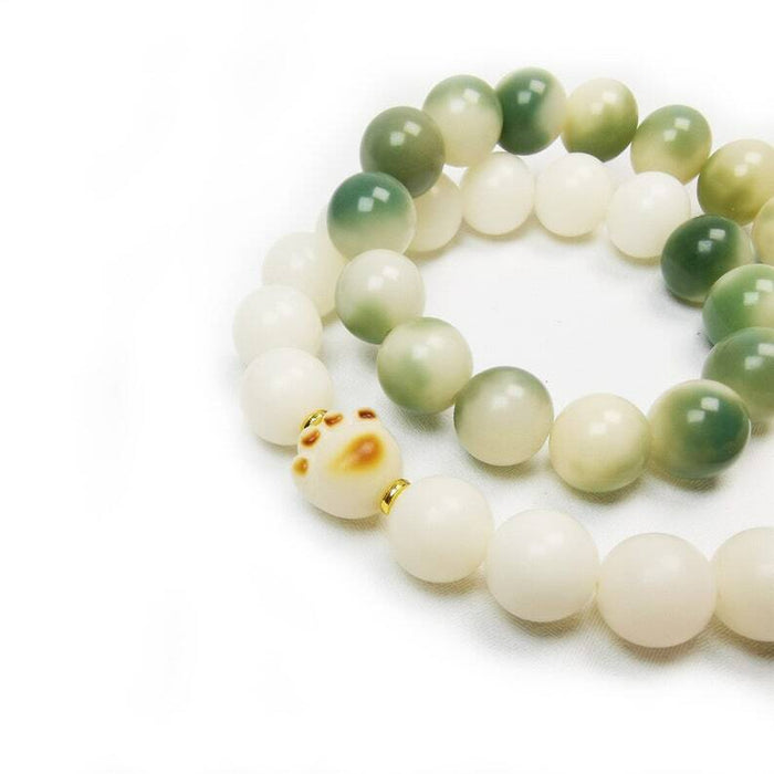 Wrist Mala, Bracelet Prayer Bead 16" Length - Tibetan Buddhist mala beads, close-up detail