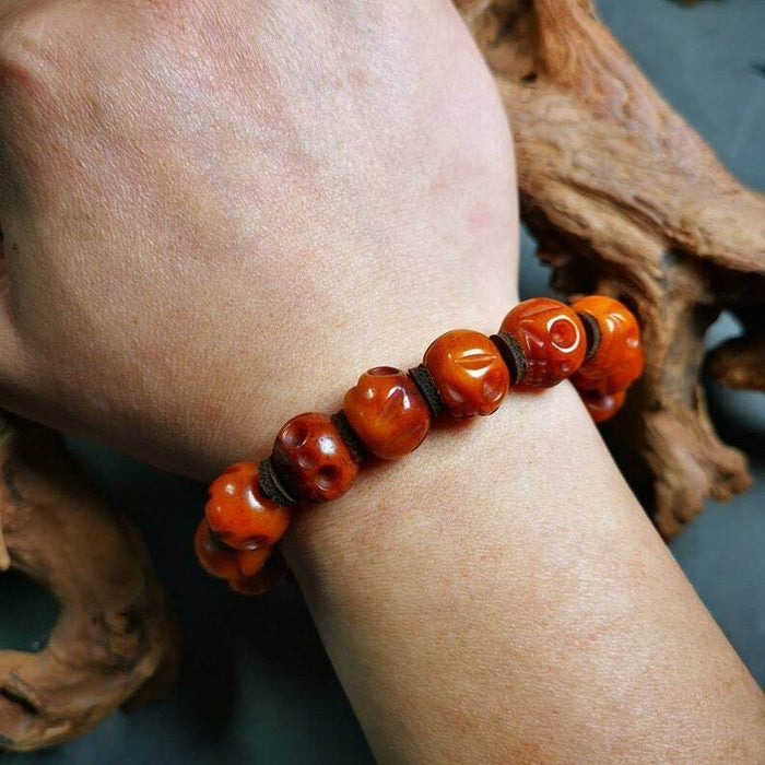 Wrist Mala Bracelet,10mm Skull - Tibetan Buddhist mala beads, view 7
