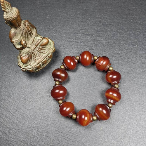 Wrist Mala, Prayer Beads Bracelet - Tibetan Buddhist mala beads, front view
