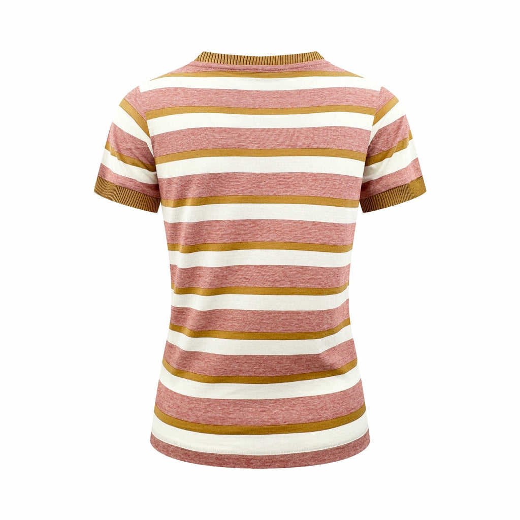 2026 Women’s Triangle Brand Logo Striped Short-Sleeved T-Shirt (FF709)