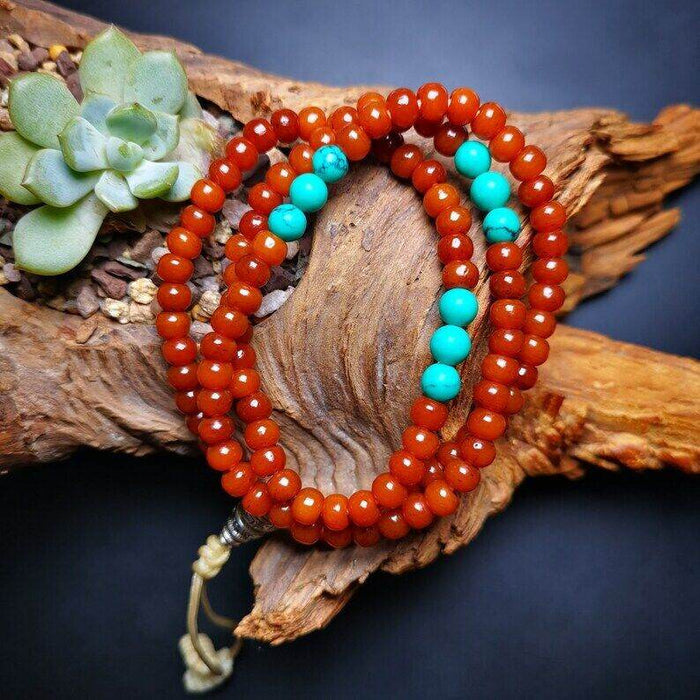 Yak Bone 108 Mala,6mm Prayer Beads - Tibetan Buddhist mala beads, front view