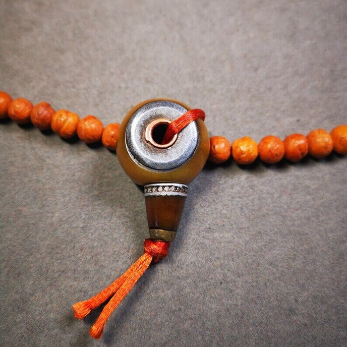 Yak Bone 3-Hole Prayer Bead,Mala Bead,0.95" - Tibetan Buddhist mala beads, view 7