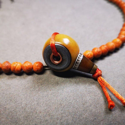 Yak Bone 3-Hole Prayer Bead,Mala Bead,0.95" - Tibetan Buddhist mala beads, view 8