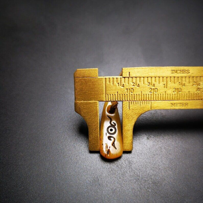 Yak Bone Carved Amulet Pendant 1.06" - Tibetan Buddhist amulet, view 5