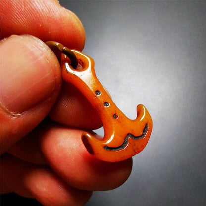 Yak Bone Carved Amulet,Anchor Pendant - Tibetan Buddhist amulet, view 5