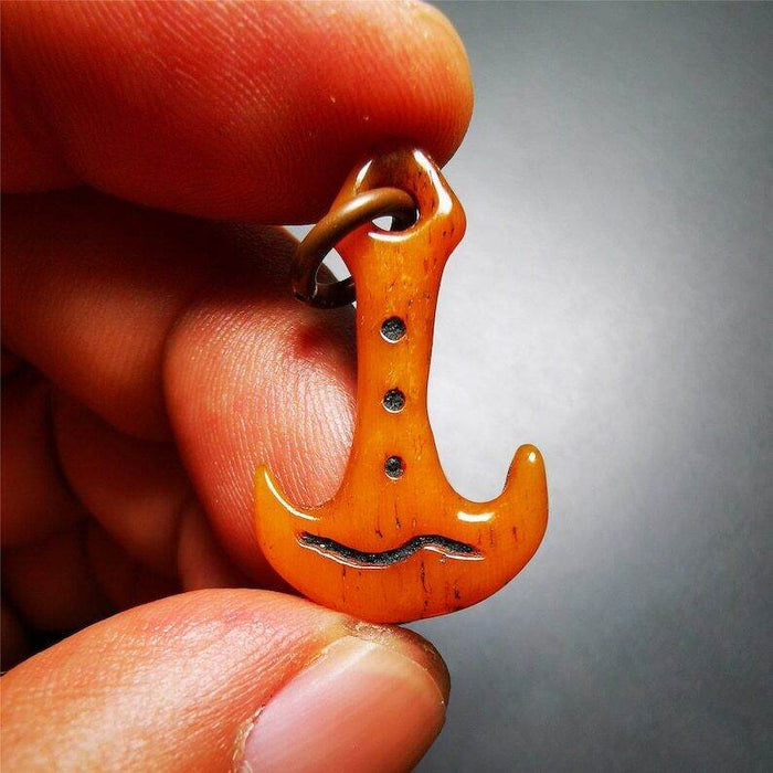 Yak Bone Carved Amulet,Anchor Pendant - Tibetan Buddhist amulet, view 8