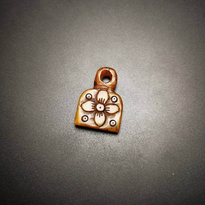 Yak Bone Carved Flower Prayer Bead Pendant - Tibetan Buddhist art, view 5