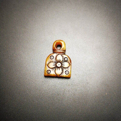 Yak Bone Carved Flower Prayer Bead Pendant - Tibetan Buddhist art, view 6