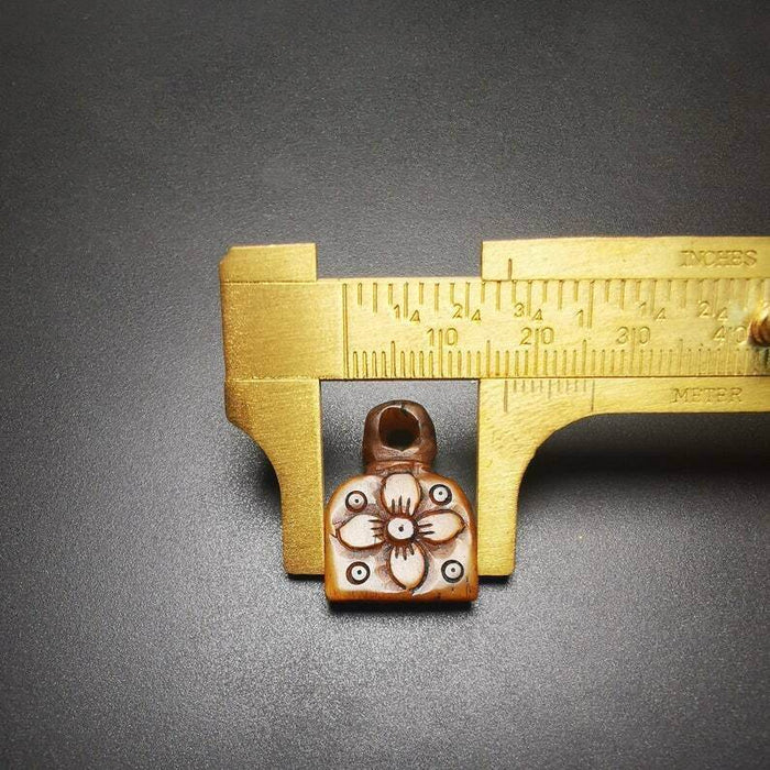 Yak Bone Carved Flower Prayer Bead Pendant - Tibetan Buddhist art, view 8