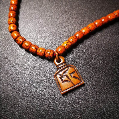 Yak Bone Carved Letter Prayer Bead Pendant - Tibetan Buddhist art, view 4