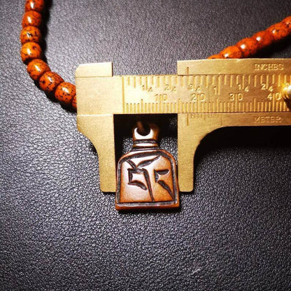 Yak Bone Carved Letter Prayer Bead Pendant - Tibetan Buddhist art, view 5