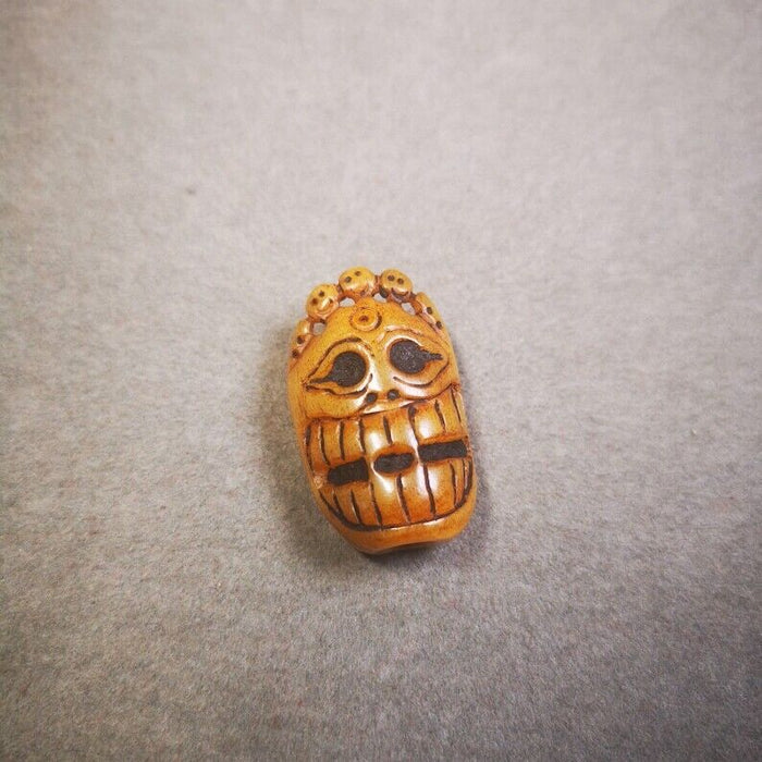 Yak Bone Carved Mahakala Amulet for Mala,Necklace Pendant,1.18" - Tibetan Buddhist mala beads, view 5