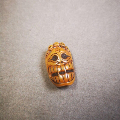 Yak Bone Carved Mahakala Amulet for Mala,Necklace Pendant,1.18" - Tibetan Buddhist mala beads, view 5