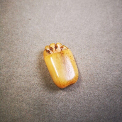 Yak Bone Carved Mahakala Amulet for Mala,Necklace Pendant,1.18" - Tibetan Buddhist mala beads, view 6