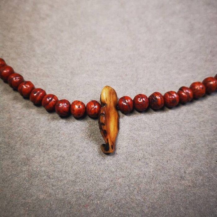 Yak Bone Carved Mala Spacer Bead,1.22" - Tibetan Buddhist mala beads, close-up detail