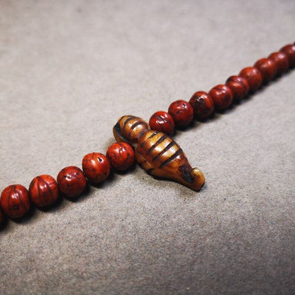 Yak Bone Carved Mala Spacer Bead,1.22" - Tibetan Buddhist mala beads, view 4