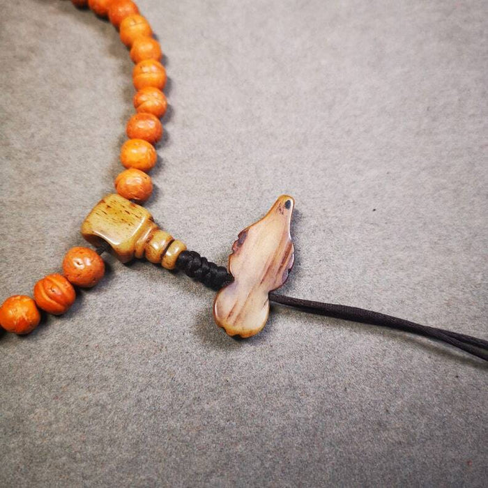 Yak Bone Carved Mala Spacer Bead,1.22" - Tibetan Buddhist mala beads, view 6