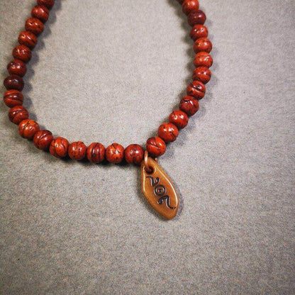 Yak Bone Carved Mani Jewel Prayer Bead Pendant - Tibetan Buddhist art, view 4